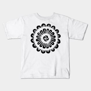 Black Flower Mandala Design Kids T-Shirt